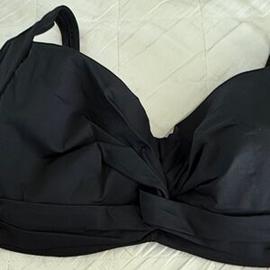 Lands' End Black Twist-Front Women's Swim Top